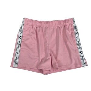 Messi Girl Large 10/12 Pink Shorts Athletic Soccer Football White Stripe